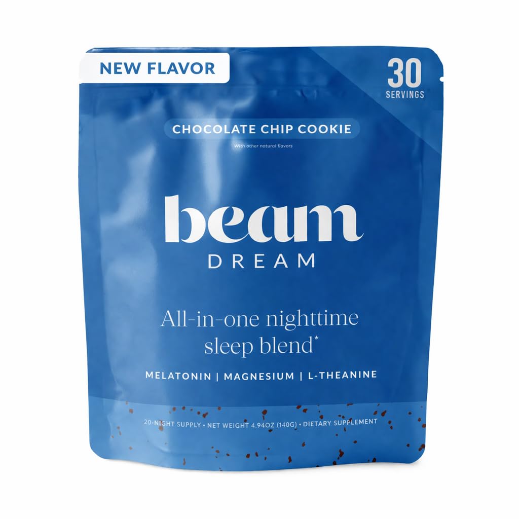 BEAM Dream Sleep Powder – Magnesium Sleep Aid for Adults with Melatonin, L-Theanine, Reishi Mushroom & Apigenin, Sleep Supplement, Sleep Cocoa Hot Chocolate Drink Mix, Brownie Batter, 30 Servings