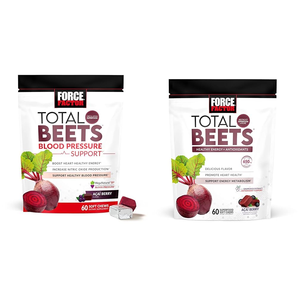 Force Factor Total Beets Blood Pressure Support Supplements with Beet Powder & Total 
