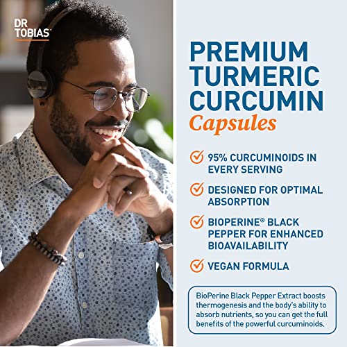Dr. Tobias Turmeric Curcumin Supplement with BioPerine & Black Pepper, Extra Strength