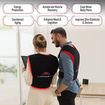 LuminousRLT Red Light Therapy Pad, Adjustable Infrared Light Therapy Back Wrap