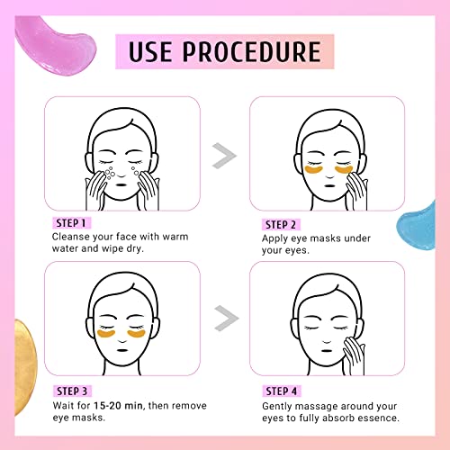 PEAUAMIE Under Eye Patches (30 Pairs) Gold Eye Mask and Hyaluronic Acid Eye Patches