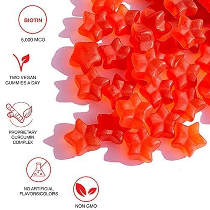 HAIRtamin Vegan Gummy Stars Hair Vitamins | Non-GMO | All Natural Biotin Hair Vitamin