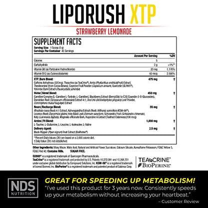 LIPORUSH NDS Nutrition XTP Thermogenic Fat Burner with L-Carnitine - Energy