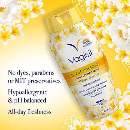 Vagisil Feminine Wash for Intimate Area Hygiene, Scentsitive Scents, pH Balanced and Gynecologist Tested