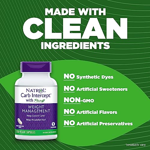 Natrol Carb Intercept with Phase 2 Carb Controller Capsules, White Kidney Bean Extract