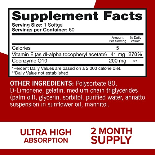 Qunol CoQ10 200mg Softgels, Ultra CoQ10 - Ultra High Absorption Coenzyme Q10 Supplem