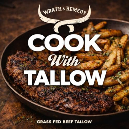 Beef Tallow for Cooking (14 oz) + Organic Beef Tallow for Skin - 4 OZ (Vanilla)