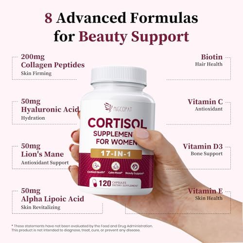 Migcopat Cortisol Supplements for Women 120 Capsules Bundle Liposomal Lymphatic Drainage Drops 2 fl oz