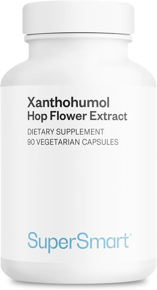 Supersmart - Xanthohumol Supplement (Hops Flower Extract) 150 mg per Day - Antioxidant & Anti Aging - Calm & Sleep Support - Hormone Balance | Non-GMO & Gluten Free - 90 Vegetarian Capsules