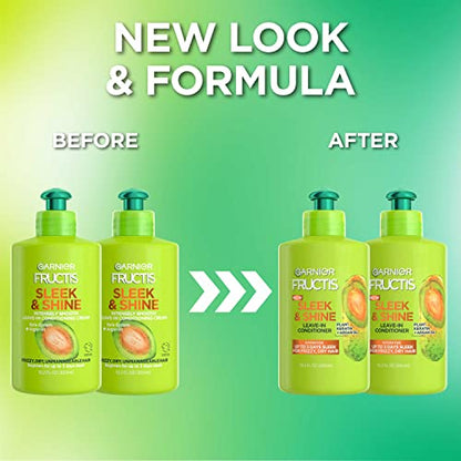 Garnier Fructis Sleek & Shine Leave-In Conditioning Cream for Frizzy, Dry Hair, Plant