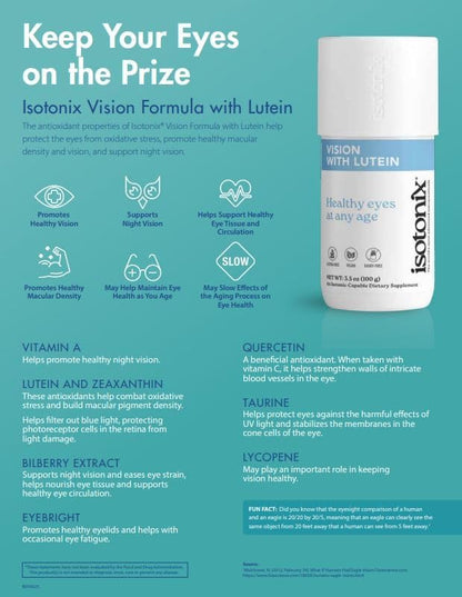 Isotonix Vision Formula with Lutein – Supports Eye Health, Vision & Circulation – Antioxidants, Zinc, Vitamin C, E, Bilberry, Zeaxanthin – Eye Supplement for Clarity & Protection - 30 Servings