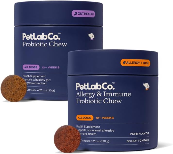 PetLab Co. - Gut & Allergy Support Bundle: Dog Probiotics for Effortless Gut Health Support & Allergy & Immune Chews for Seasonal Allergy Support – Target paw Licking & Scratching at the Source