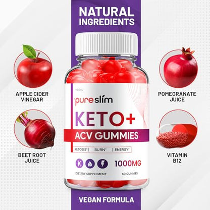 (2 Pack) Pure Slim Keto ACV Gummies - Advanced Formula PureSlim Keto Plus ACV