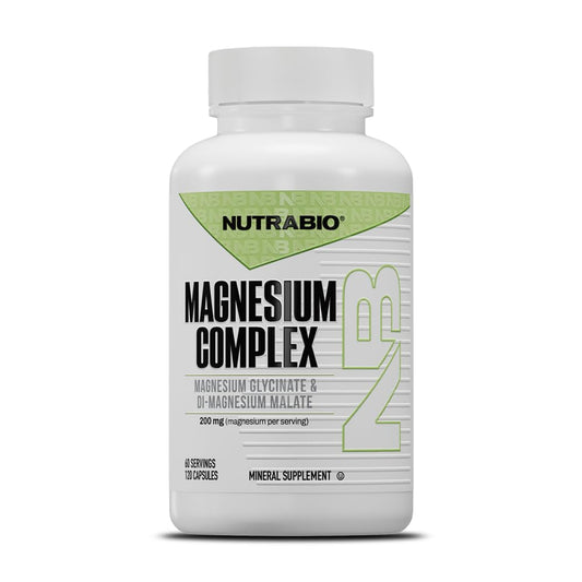 NutraBio Magnesium Complex Supplement, Magnesium Glycinate for Sleep, Biglycinate, D-Magnesium Malate, Muscle & Nerve Support, for Men and Women, 120 Vegetable Capsules