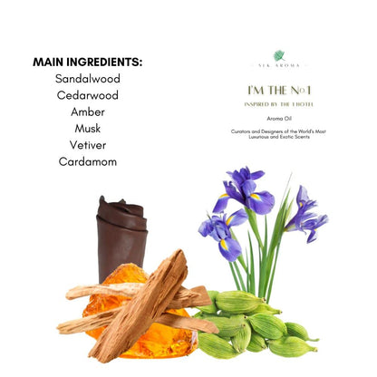 SLK Aroma - The No. 1 - Niche Blend of Essential Oils - Sandalwood, Cedarwood, Amber, Musk
