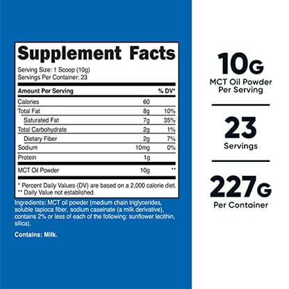Nutricost Premium MCT Oil Powder .5LBS - Best For Keto, Ketosis, and Ketogenic Diets