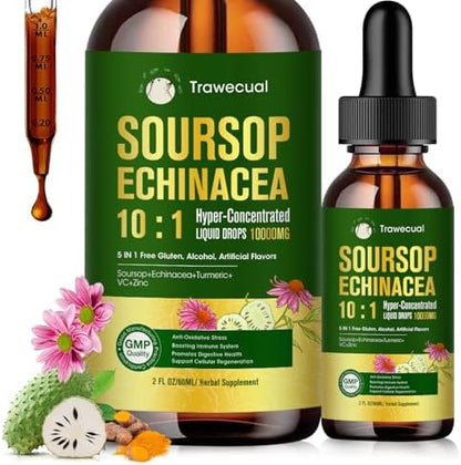 Soursop Echinacea Drops & Liposomal Cayenne Pepper Drops Supplement Bundle