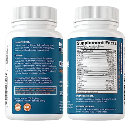 Dr. Tobias Digestive Enzymes with Amylase, Bromelain, Lipase, 15 Serving