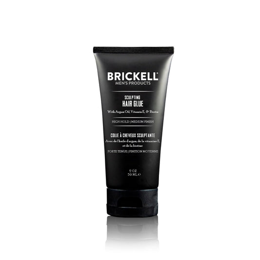 Brickell Men's Hair Styling Sculpting Hair Glue For Men, All Day Lasting Hold for Sculpting and Shaping Hair, With Argan Oil, Vitamin E, and Aloe, 2 Ounce, Scented