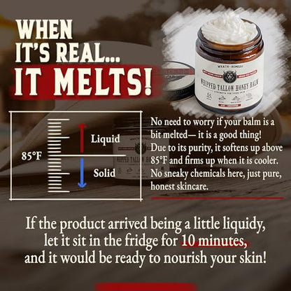 Wrath & Remedy Bundle of Grass Fed Beef Tallow (14 OZ) & Unscented Whipped Tallow Honey Balm (4 OZ)