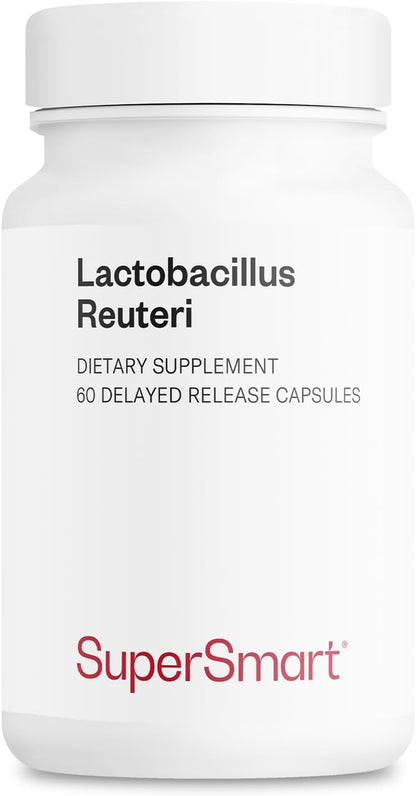 Supersmart - Lactobacillus Reuteri 5 Billion CFU per Day - Probiotic Supplement | Non-GMO & Gluten Free - 60 DR Capsules | 5 billion UFC per day - Contributes to the Health of Intestinal Transit - GMO Free - 60 DR Caps™ - Without