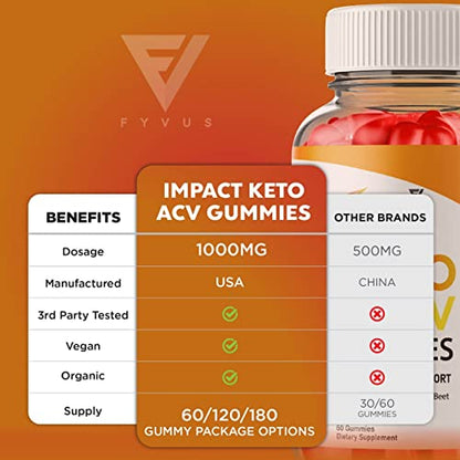 (2 Pack) Impact Keto Gummies for Weight Loss and Belly Fat Diet, AVC Keto ACV Advanced