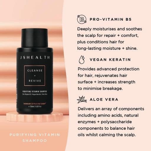 JSHealth Vitamins Inside Out Haircare - Includes Hair + Energy Hair Vitamins, Purifying Keratin Shampoo & Nourishing Hair Conditioner - Virtual Bundle