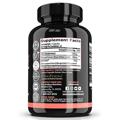 DIM Supplement 350mg. Estrogen Balance for Women & Men, Hormonal Acne Supplements