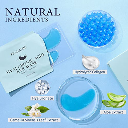 PEAUAMIE Under Eye Patchs (30 Pairs) Hyaluronic Acid Eye Mask for Dark Circles