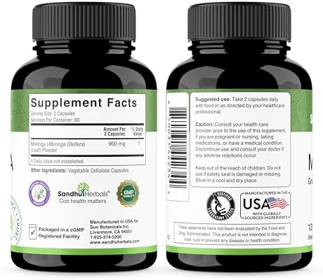 SANDHUHERBALS Moringa & Zinc 50mg Capsules for Women & Men | Supports Immune, Gut & Skin Health