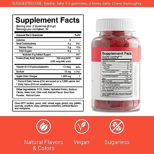 Sacred Roots Sugar-Free, Apple Cider Vinegar Gummies, 60 Gummies – Supports Healthy