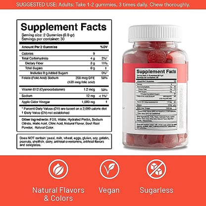 Sacred Roots Sugar-Free, Apple Cider Vinegar Gummies, 60 Gummies – Supports Healthy