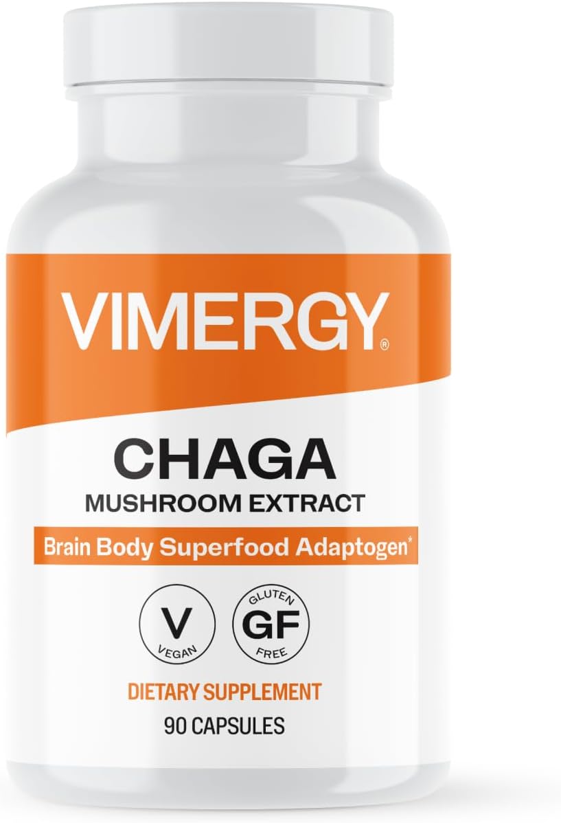 Vimergy Chaga Capsules – Superfood Cellular Support* – Cardiovascular Health Benefits* – Kosher, Vegan, Gluten-Free – 90 Capsules