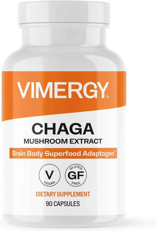 Vimergy Chaga Capsules – Superfood Cellular Support* – Cardiovascular Health Benefits* – Kosher, Vegan, Gluten-Free – 90 Capsules