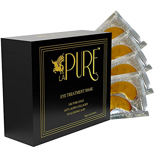 LA PURE 24K Gold Eye Treatment Masks - Under Eye Patches, Under Eye Bags Treatment