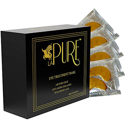 LA PURE 24K Gold Eye Treatment Masks - Under Eye Patches, Under Eye Bags Treatment