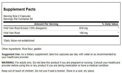Swanson Wild Yam Root 405 Milligrams 100 Capsules (4 Pack)