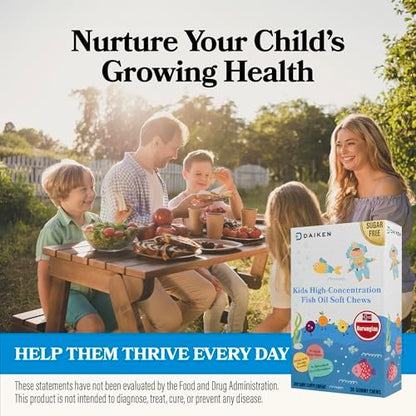DAIKEN Bundle: Kids Fish Oil Omega-3 Gummies 300mg DHA/EPA w/Vitamin D3, Norwegian Sourced & Lutein Zeaxanthin Supplement, Plant-Based Formula w/Astaxanthin, Maqui Berry & Bilberry, 30ct + 30 Softgel