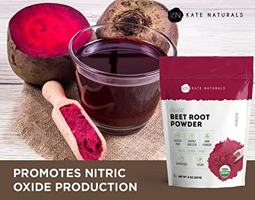 Kate Naturals Beet Root Powder for Baking & Smoothies (8oz) USDA Organic Beetroot Powder