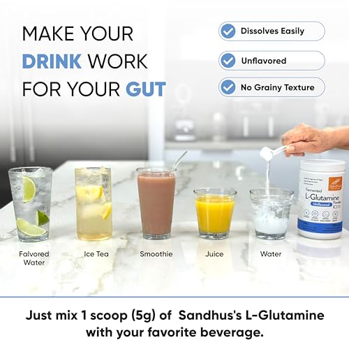 Sandhu's L-Glutamine - 100 Servings -Made in USA -500 Gram- Non-GMO- Amino