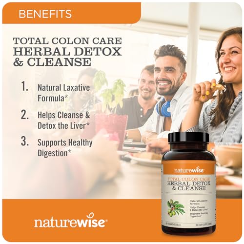 NatureWise Herbal Detox Cleanse Laxative Supplements | Natural Colon Cleanser Herb & Fiber Blend