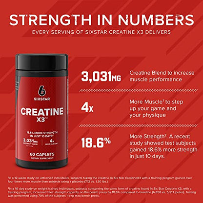 Six Star Creatine Pills Post Workout X3 Creatine Capsules | Creatine Monohydrate Blend