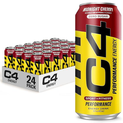 C4 Energy Carbonated Zero Sugar Energy Drink, Pre Workout Drink + Beta Alanine, Midnight