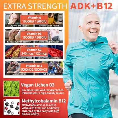 Sugar-Free Vitamin ADK + Vitamin B12 Gummies for Adults - B12 Vitamins 5000mcg