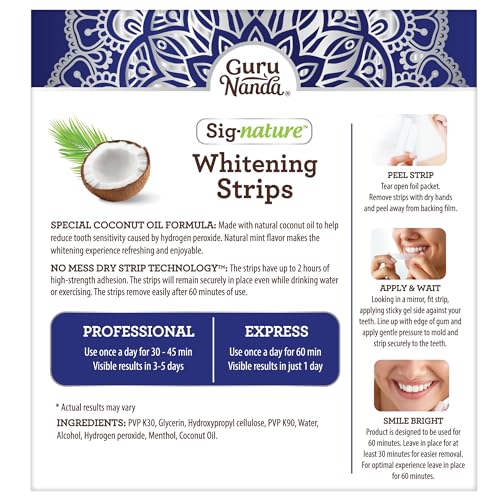 GuruNanda Teeth Whitening Strips - 7 Treatments with 14 Strips - Professional, Enamel-Safe