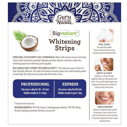 GuruNanda Teeth Whitening Strips - 7 Treatments with 14 Strips - Professional, Enamel-Safe