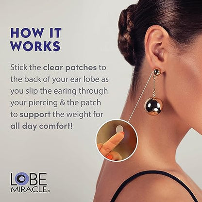 Lobe Miracle- Clear Earring Support Patches - Earring Backs For Droopy Ears - Ear Care