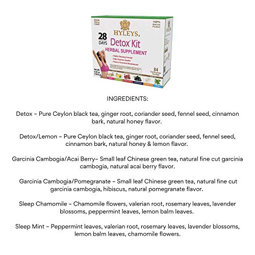 Hyleys Detox Tea for Cleanse - 28 Day Kit - 84 Tea Bags - Gift Gift For Mom For Mom