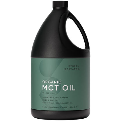 Sports Research Organic MCT Oil - Keto & Vegan MCTs C8, C10, C12 from Coconuts - Fatty Acid Brain & Body Fuel, Non-GMO & Gluten Free - Flavorless Oil, Perfect in Coffee, Tea & Protein Shakes - 32 oz