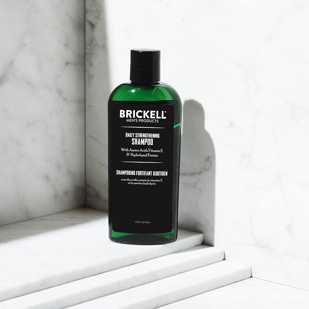 Brickell Men's Products Daily Strengthening Shampoo for Men, Mint & Tea Tree Oil To Soothe Dry and Itchy Scalp, Sulfate Free and Paraben Free, With Pro-Vitamin B5 & Hydrolyzed Protein, 8oz, Scented
